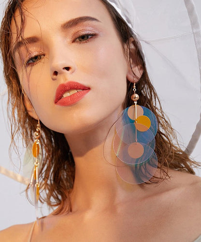 Chic Color Sequins Exaggeration Alloy Long Drop Earrings