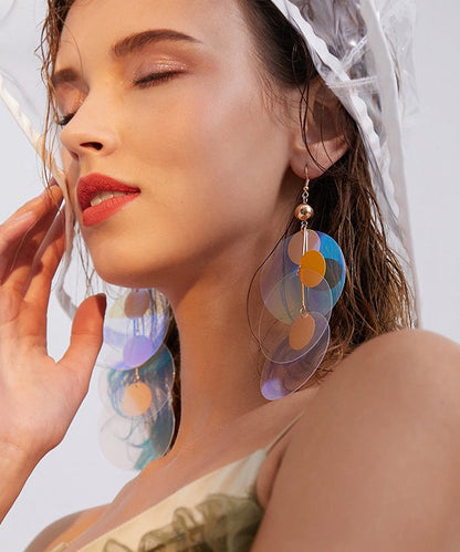 Chic Color Sequins Exaggeration Alloy Long Drop Earrings
