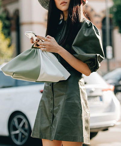 Chic Colorblock Fan-shaped Faux Leather Tote Handbag