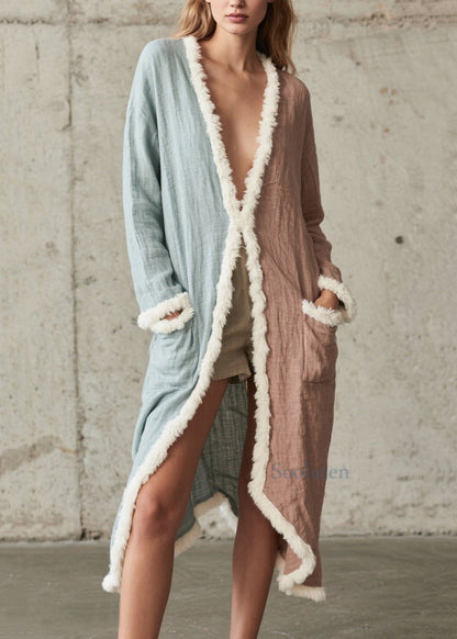 Chic Colorblock Oversized Patchwork Faux Fur Cardigans Spring