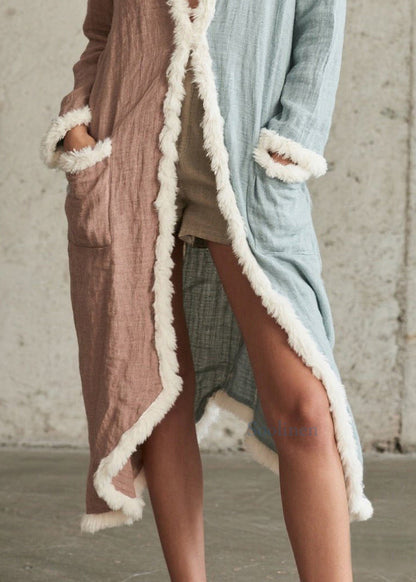 Chic Colorblock Oversized Patchwork Faux Fur Cardigans Spring