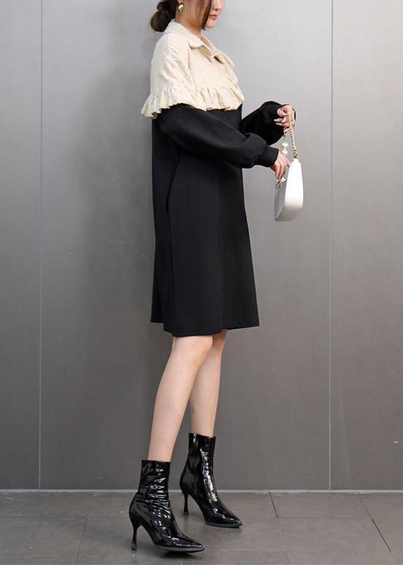 Chic Colorblock Ruffled Patchwork Long Dress Spring