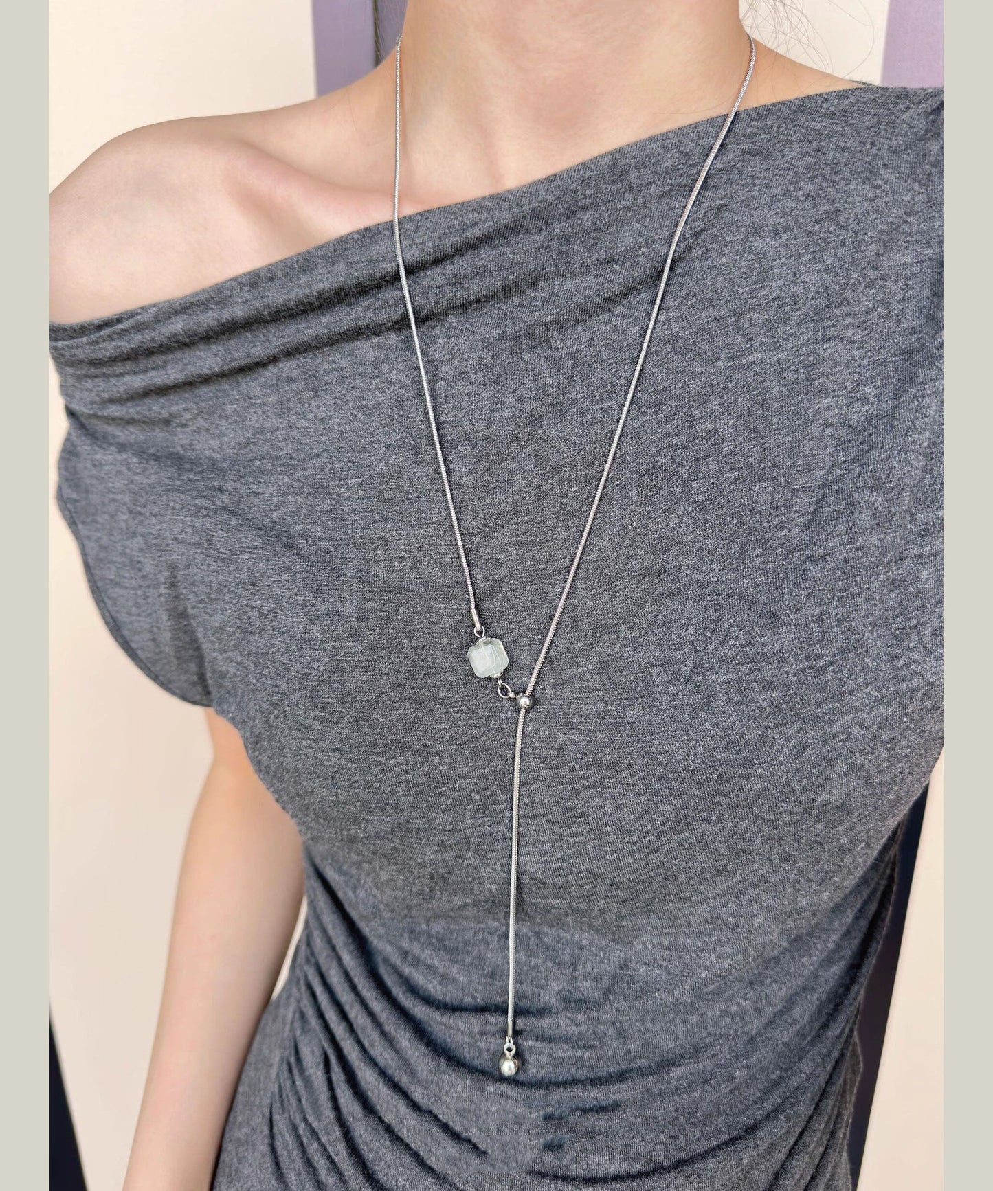 Chic Crystal Natural Stone Titanium Steel Necklace
