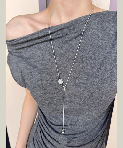 Chic Crystal Natural Stone Titanium Steel Necklace