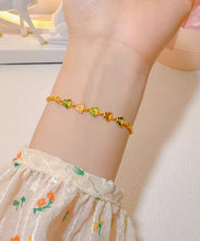 Load image into Gallery viewer, Chic Gold Ancient Gold Cloisonne Floral Charm Bracelet