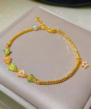 Load image into Gallery viewer, Chic Gold Ancient Gold Cloisonne Floral Charm Bracelet