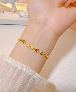 Chic Gold Ancient Gold Cloisonne Floral Charm Bracelet