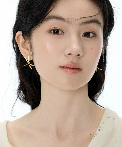 Chic Gold Copper Overgild Dragonfly Stud Earrings