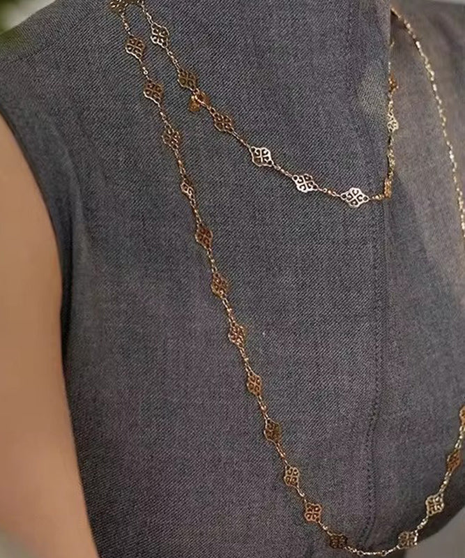 Chic Gold Copper Overgild Hollow Out Floral Sweater Lariat Necklace