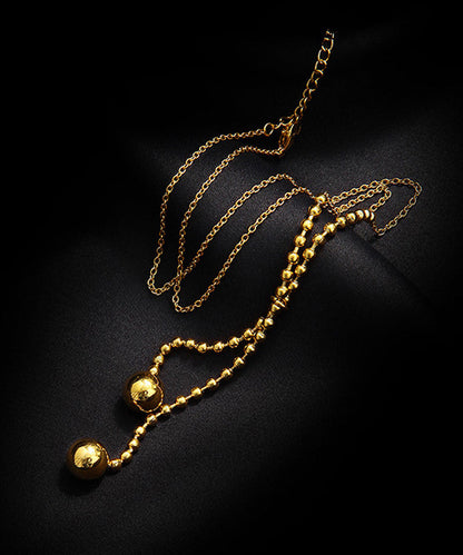 Chic Gold Stainless Steel Sphericity Tassel Pendant Necklace