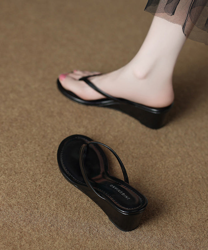 Chic Gold Wedge Heels Shoes Faux Leather Comfy Splicing