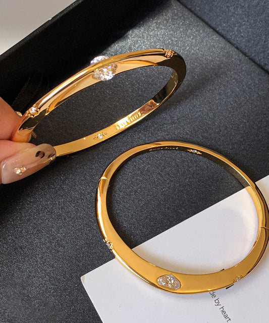 Chic Golden Zircon Rotatable Tungsten Steel Bangle