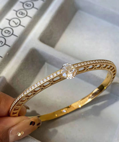 Chic Golden Zircon Rotatable Tungsten Steel Bangle