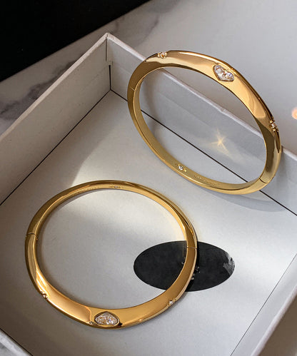 Chic Golden Zircon Rotatable Tungsten Steel Bangle