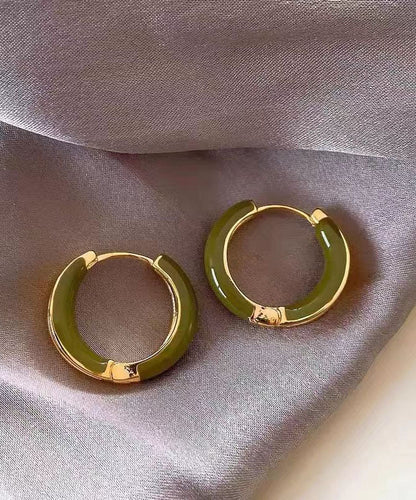 Chic Green Copper Alloy Patchwork Hoop Earring
