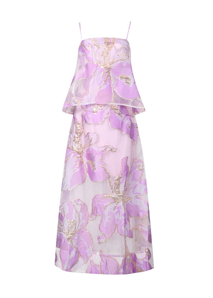 Chic Green Print Chiffon Spaghetti Strap Dress Summer