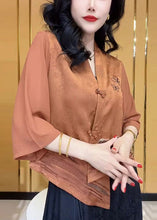 Load image into Gallery viewer, Chic Green V Neck Button Silk Shirts Bracelet Sleeve