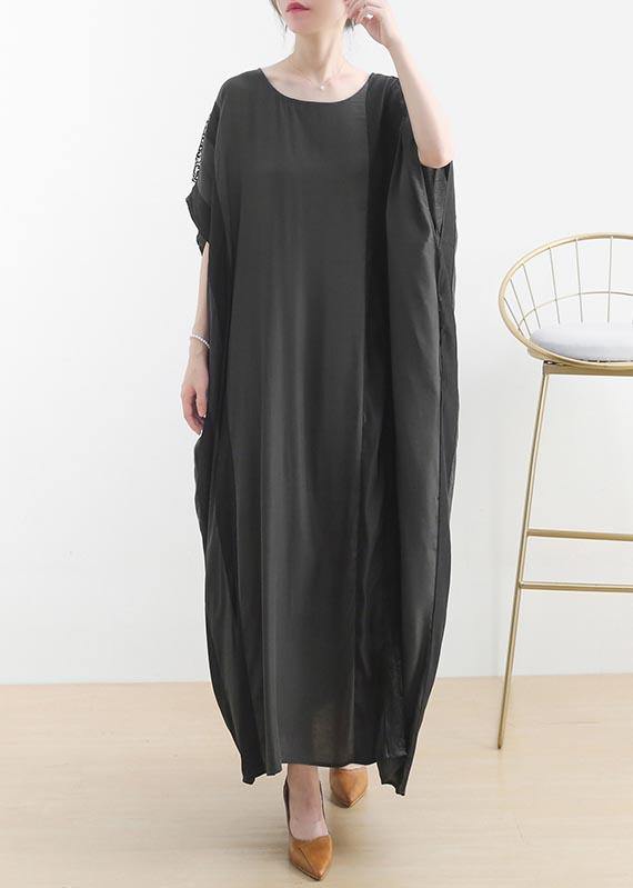 Chic Grey Patchwork Casual Summer Cotton Dress - SooLinen