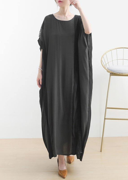 Chic Grey Patchwork Casual Summer Cotton Dress - SooLinen