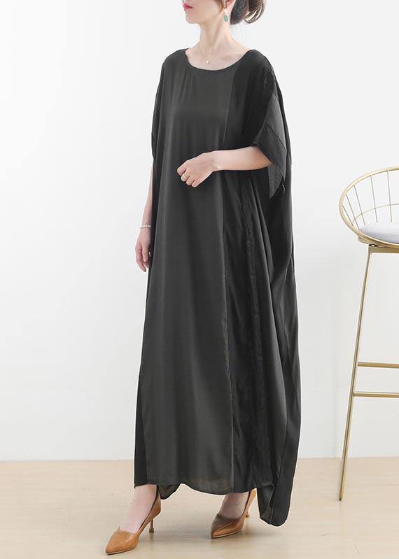 Chic Grey Patchwork Casual Summer Cotton Dress - SooLinen