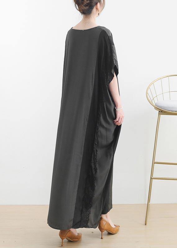 Chic Grey Patchwork Casual Summer Cotton Dress - SooLinen