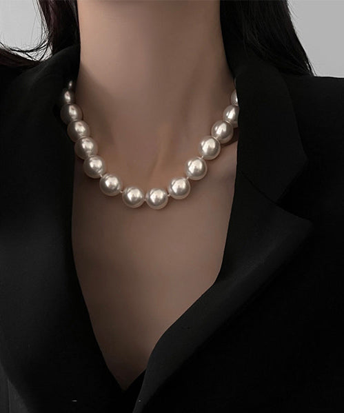 Chic Grey Pearl Original Design Collar Necklace