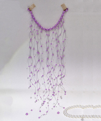 Chic Handmade Purple Pearl Tassel HairPiece
