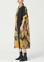 Load image into Gallery viewer, Chic Khaki Print Pockets Patchwork Cotton Shirts Dress Short Sleeve