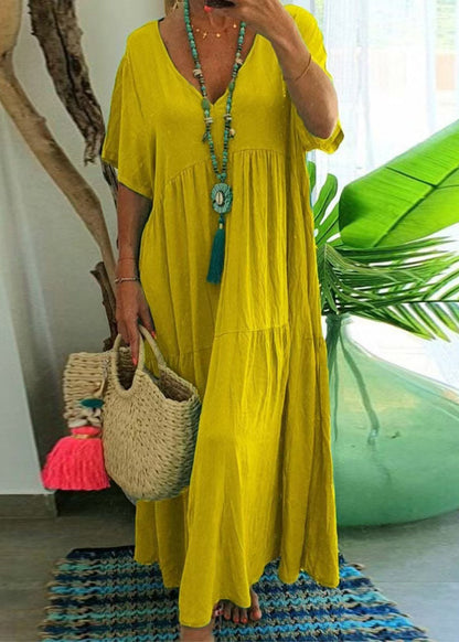 Chic Lake Green Oversized Patchwork Cotton Beach Dress Summer