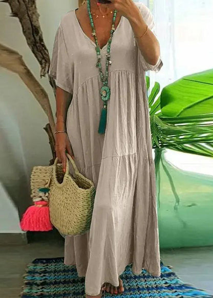 Chic Lake Green Oversized Patchwork Cotton Beach Dress Summer