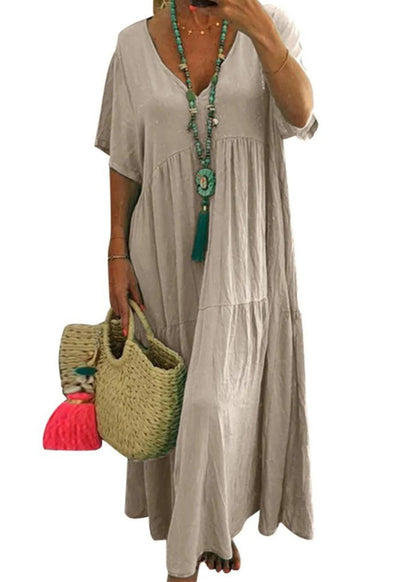 Chic Lake Green Oversized Patchwork Cotton Beach Dress Summer