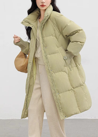 Chic Light Green Oversized With Scarf Duck Down Puffer Jacket Winter