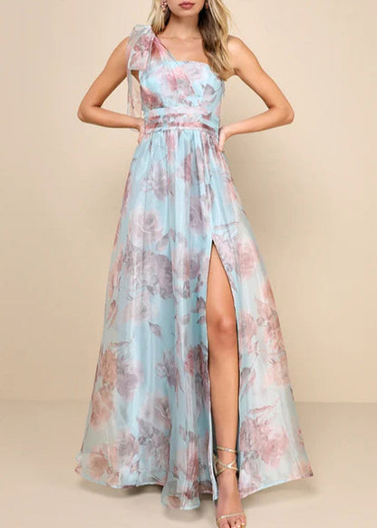 Chic Light Purple Asymmetrical Side Open Chiffon Party Dress Sleeveless