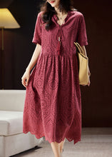 Load image into Gallery viewer, Chic Mulberry V Neck Hollow Out Sashes Cotton Maxi Dress Short Sleeve
