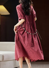 Load image into Gallery viewer, Chic Mulberry V Neck Hollow Out Sashes Cotton Maxi Dress Short Sleeve