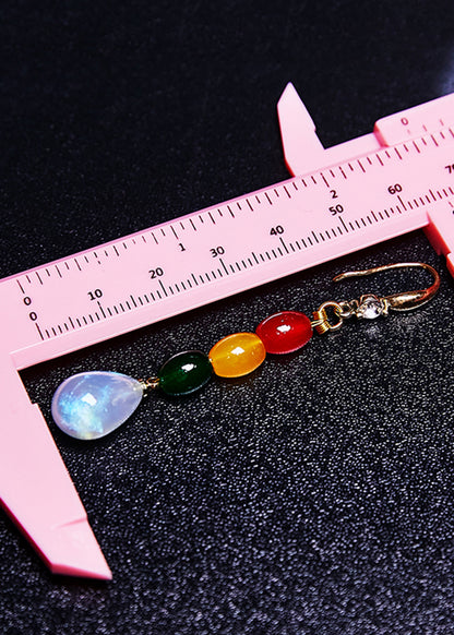Chic Multicolour Gem Stone Droplet Shape Drop Earrings