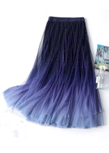 Load image into Gallery viewer, Chic Navy Gradient Color High Waist Tulle Skirts Summer