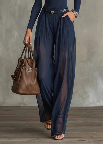 Chic Navy Lace Patchwork Cotton 2 Piece Outfit Summer