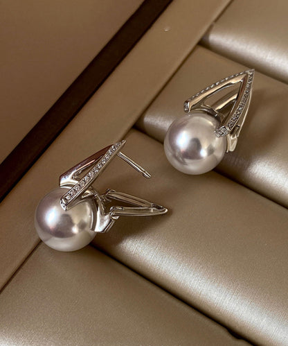 Chic Pearl Zircon Luxury Silver Stud Earrings
