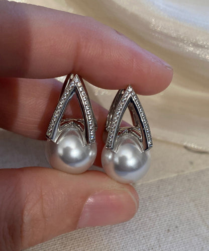 Chic Pearl Zircon Luxury Silver Stud Earrings
