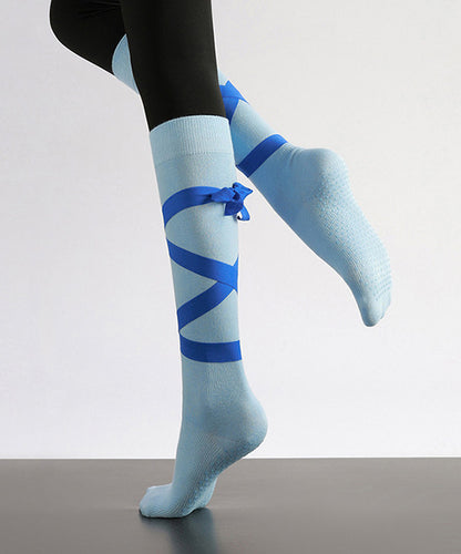 Chic Pink Bow Combed Cotton Over The Calf Socks