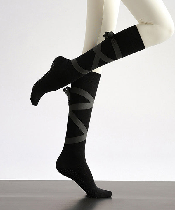 Chic Pink Bow Combed Cotton Over The Calf Socks