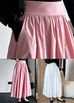 Chic Pink Zippered High Waist Cotton Skirts Spring