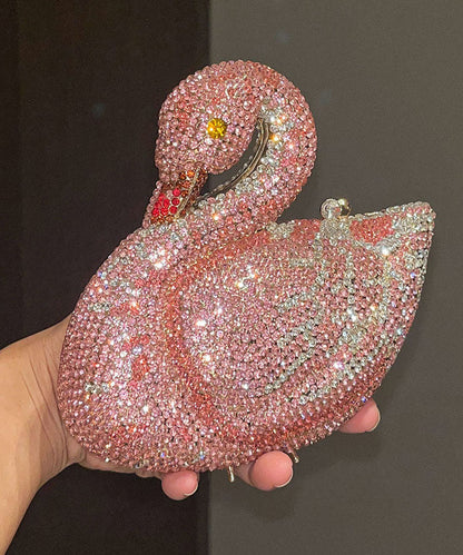 Chic Pink Zircon Mini Shiny Handheld Crossbody Bag