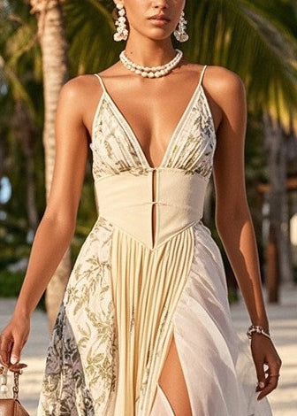 Chic Print Asymmetrical Exra Large Hem Chiffon Party Dress Summer