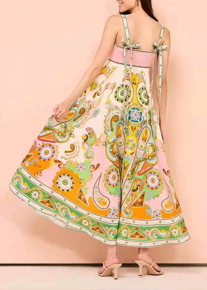 Chic Print Long Spaghetti Strap Sundress Summer
