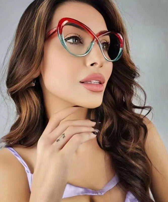 Chic Red Blue PC Blue Light Blocking Intersection Asymmetrical Full Frame Reading Glasses