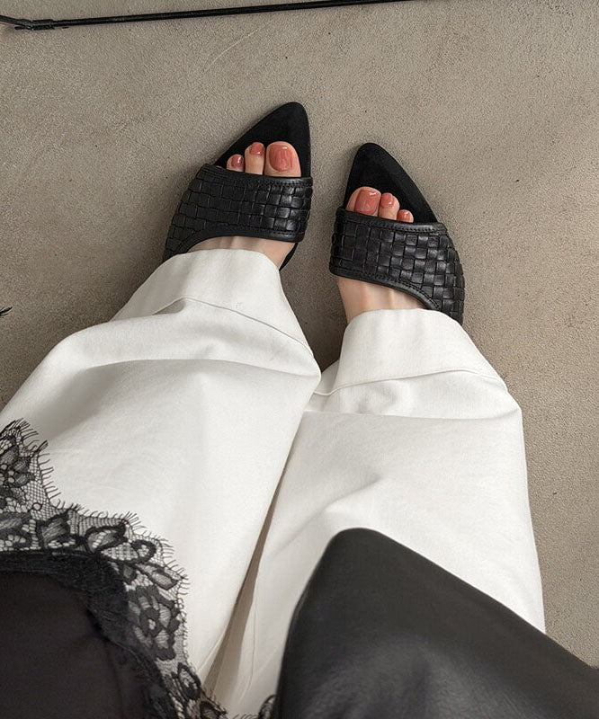 Chic Red Cowhide Leather Splicing Sandals Peep Toe