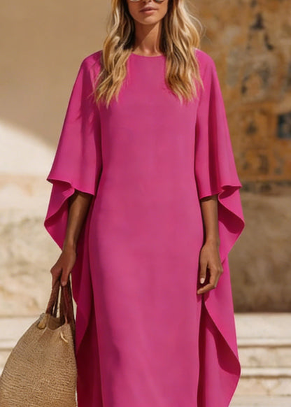 Chic Rose Asymmetrical Design Holiday Maxi Dress Spring