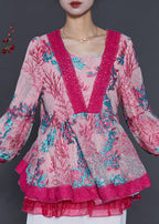 Chic Rose Embroidered Patchwork Tulle Shirt Spring
